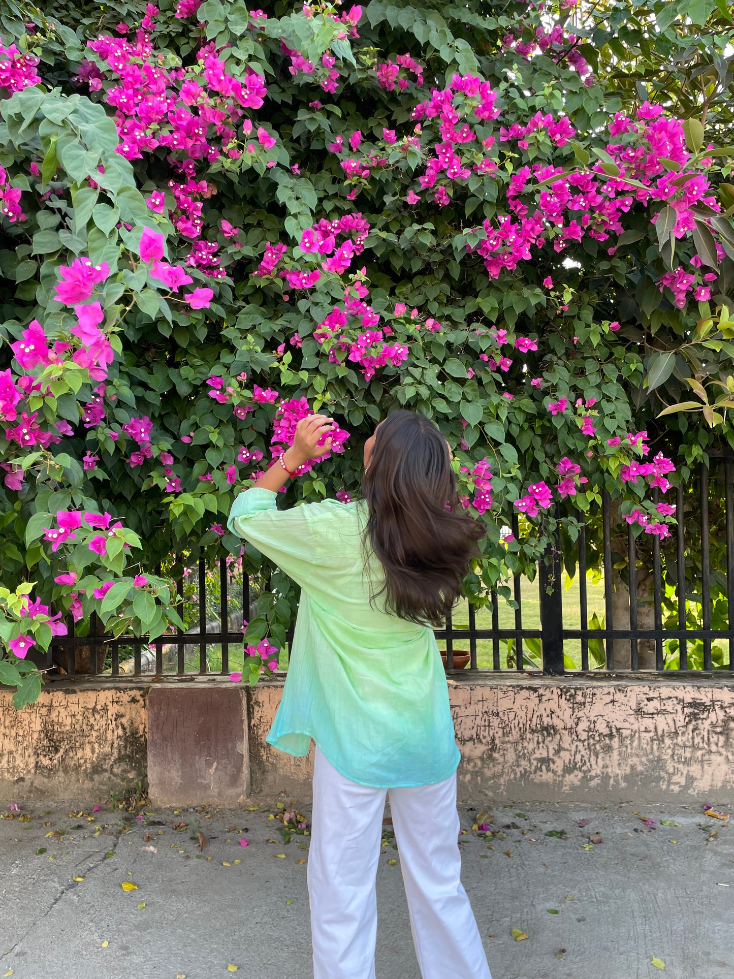 Two toned crinkled shirt