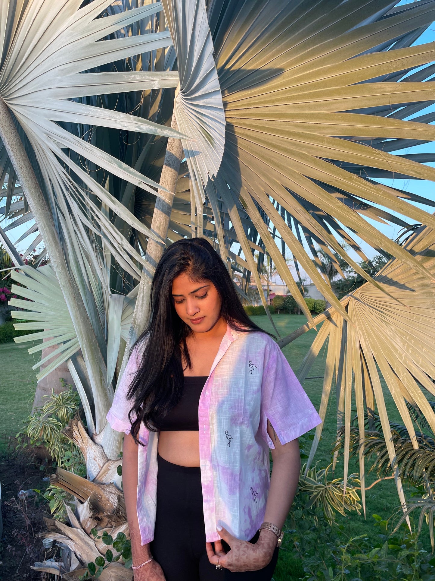 Flamingo Embroidery Shirt